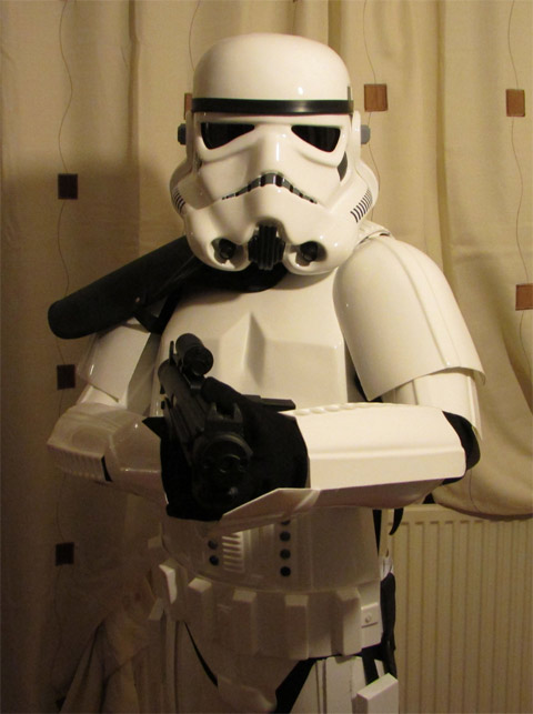 stormtrooper tony armor costume review pauldron e11 blaster