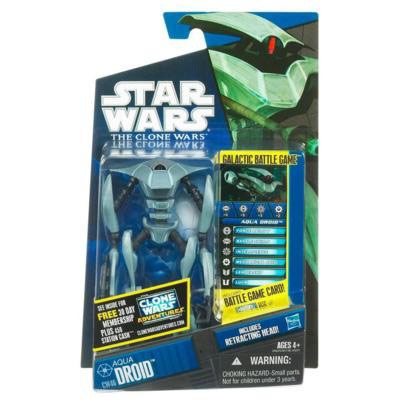 Star Wars Action Figure - Clone Wars - Aqua Droid with Removable Blaster inc. Battle Game Card