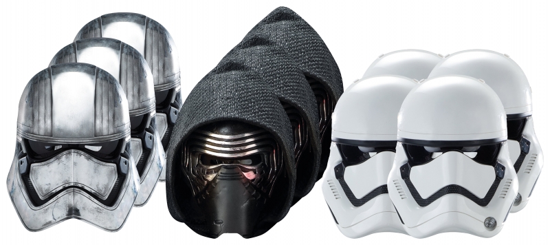 Star Wars MASKS - Character Mask Party Pack 8 - 4 x First Order Stormtrooper - 3 x Kylo Ren - 3 x Captain Phasma