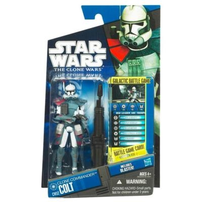 Star Wars Action Figure - Clone Wars - Clone Commander Colt with Blaster inc. Battle Game Card