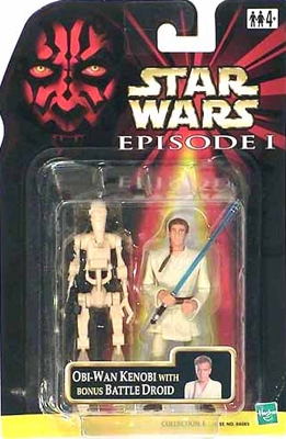 Star Wars Action Figure - Obi-Wan Kenobi with Bonus Battle Droid - Episode 1 - 2 x Figure Set