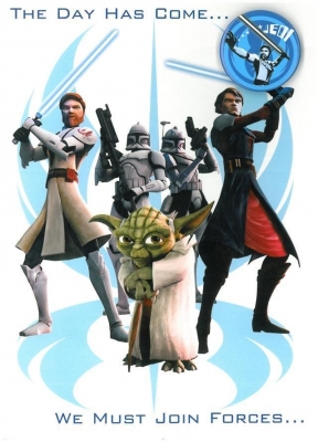 1418627412.jpg Star Wars Greeting Cards - 178 x 128mm - Clone Wars - Birthday Badged - SW355