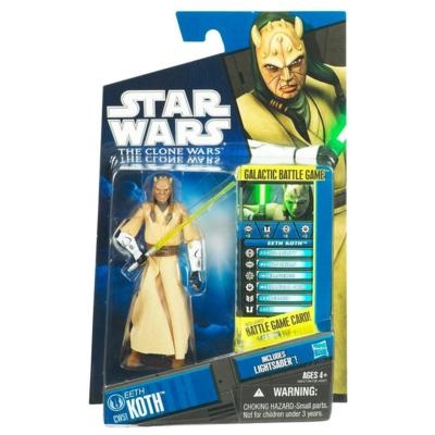 1529127668.jpg Star Wars Action Figure - Clone Wars - Eeth Koth with Lightsaber inc. Battle Game Card