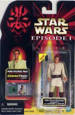 1666554394.jpg Star Wars Action Figure - Obi-Wan Kenobi Jedi Knight with Lightsaber and Comlink - Episode 1 - with CommTech Chip