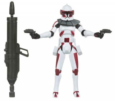 Star Wars Action Figure - Clone Wars 2009 - Clone Commander Trental with Firing Missile Launcher