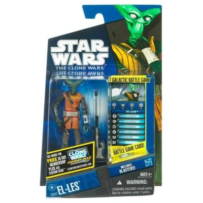 Star Wars Action Figure - Clone Wars - El-Les with Blasters inc. Battle Game Card