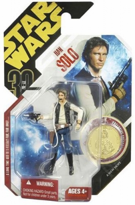 176296708.jpg Star Wars Action Figure - Han Solo Gold Foil with Exclusive Gold Collectors Coin - Ultimate Galactic Hunt 2007 - 30th Anniversary