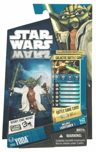 Star Wars Action Figure - Clone Wars - Yoda with Lightsaber inc. Battle Game Card