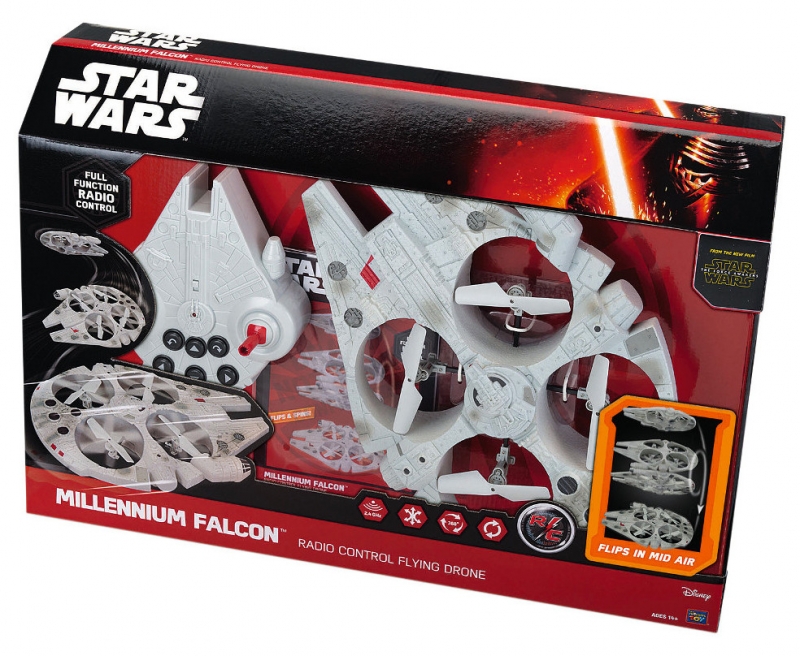 186197926.jpg Star Wars GIFTS AND GAMES - Star Wars Millennium Falcon Radio Control Flying Drone