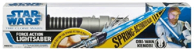 203508274.jpg Star Wars Obi Wan Kenobi Clone Wars Force Action Lightsaber - Blue - Light - Sound - Trigger - NEW