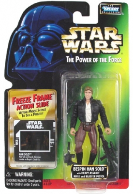 2142600470.jpg Star Wars Action Figure - Bespin Han Solo with Heavy Assault Rifle and Blaster Pistol - Freeze Frame Action Slide