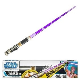 215445052.jpg Star Wars Mace Windu Clone Wars Force Action Lightsaber - Purple - Light - Sound - Trigger - NEW
