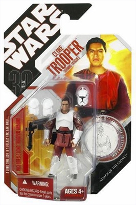 278293037.jpg Star Wars Action Figure - 30th Clone Trooper Training Fatigues - Attack of the Clones - Exclusive Collector Coin - 30th Anniversary