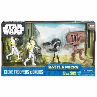 330191399.jpg Star Wars Action Figures - Clone Wars Battle Packs - Clone Troopers and Droids - Two Clone Troopers-Retail Droid(LR-57)-Super Battle Droid