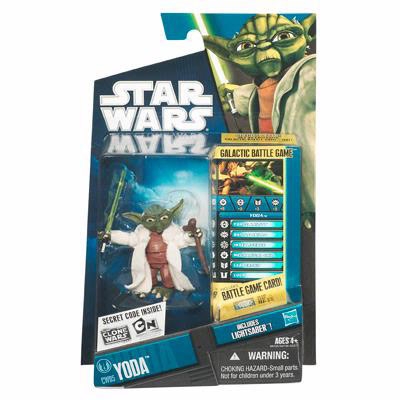 482432018.jpg Star Wars Action Figure - Clone Wars - Yoda with Lightsaber inc. Battle Game Card