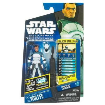 Star Wars Action Figure - Clone Wars - Clone Commander Wolffe with Firing Rocket Launcher inc. Battle Game Card