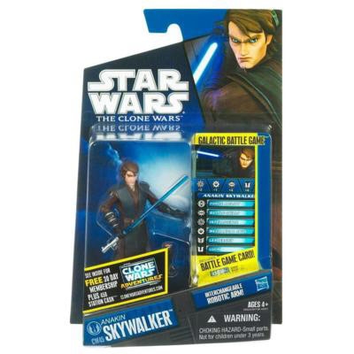Star Wars Action Figure - Clone Wars - Anakin Skywalker with Interchangable Robotic Arm inc. Battle Game Card