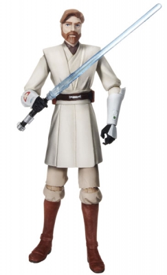 Star Wars Action Figure - Clone Wars - Obi-Wan Kenobi with Lightsaber inc. Battle Game Card