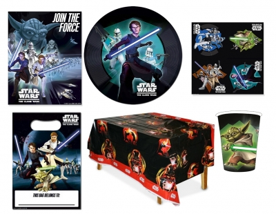 584410558.jpg Star Wars Party Supplies Mega Bundle - Cups Plates Napkins Tablecloth Invite Cards and Loot Bags