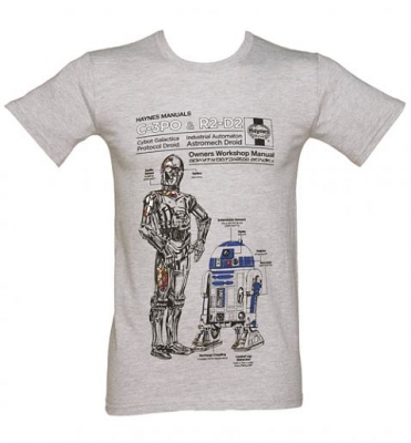 878344240.jpg Star Wars T-SHIRTS - Haynes C-3PO and R2-D2 Manual - Light Gray - Unisex