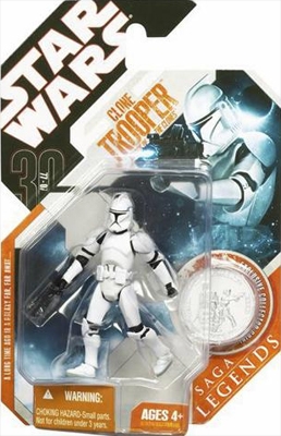 Star Wars Action Figure - 30th Clone Trooper from Attack of the Clones with Exclusive Collector Coin - 30th Anniversary