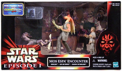 972173851.jpg Star Wars Action Figure - Star Wars Episode 1 Mos Espa Encounter with Sebulba Jar Jar Binks and Anakin Skywalker Commtech Playset